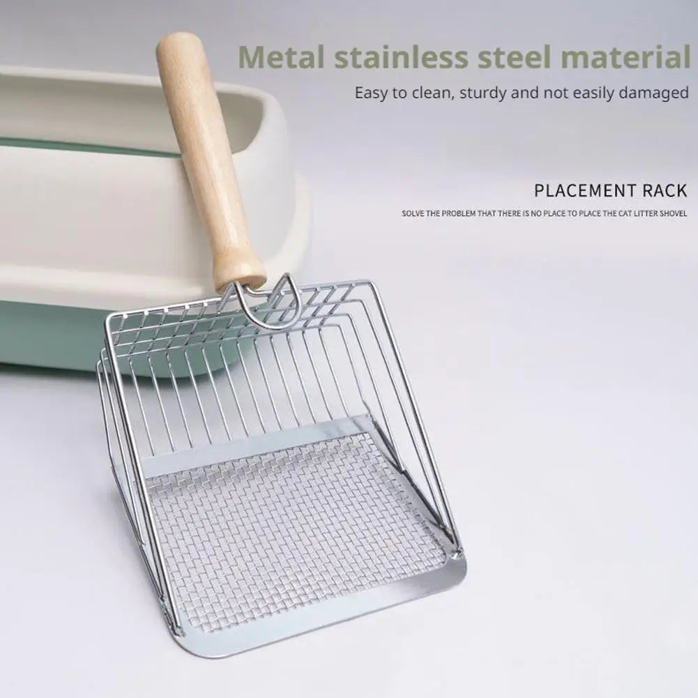 Dog Cat Clean Feces Supplies Stainless steel shovel Cat Litter Scoop Reduces Dust Metal Long Handle Scoop Pet Cleanning Tools ﻿