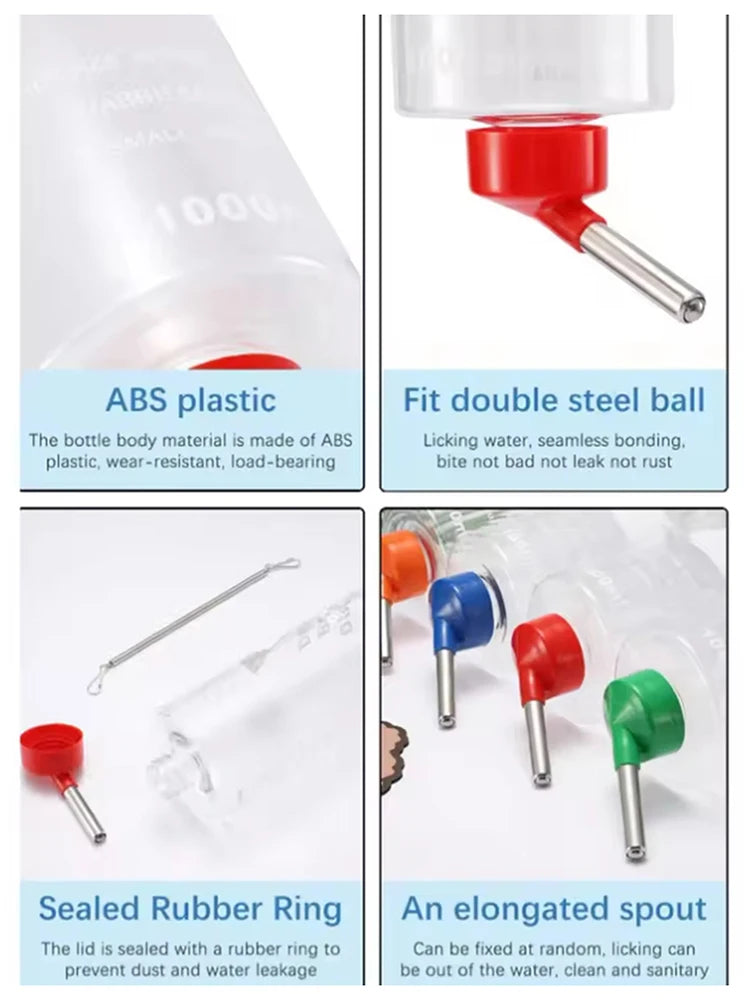 1000ml Random Color Small Animals Drinker Auto Drinking Hangable Water Bottle for Rabbit Guinea Pig Parrot Rabbit Feeder