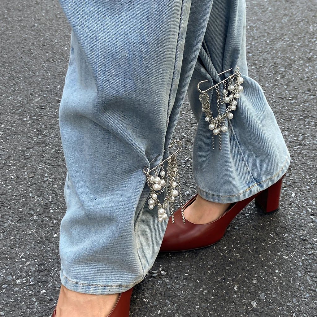 PuRui 2025 Vintage Elegant Detachable Imitation Pearl Tassel Ankles Chain Romantic Trend Adjustable Trousers Jeans Chain Jewelry
