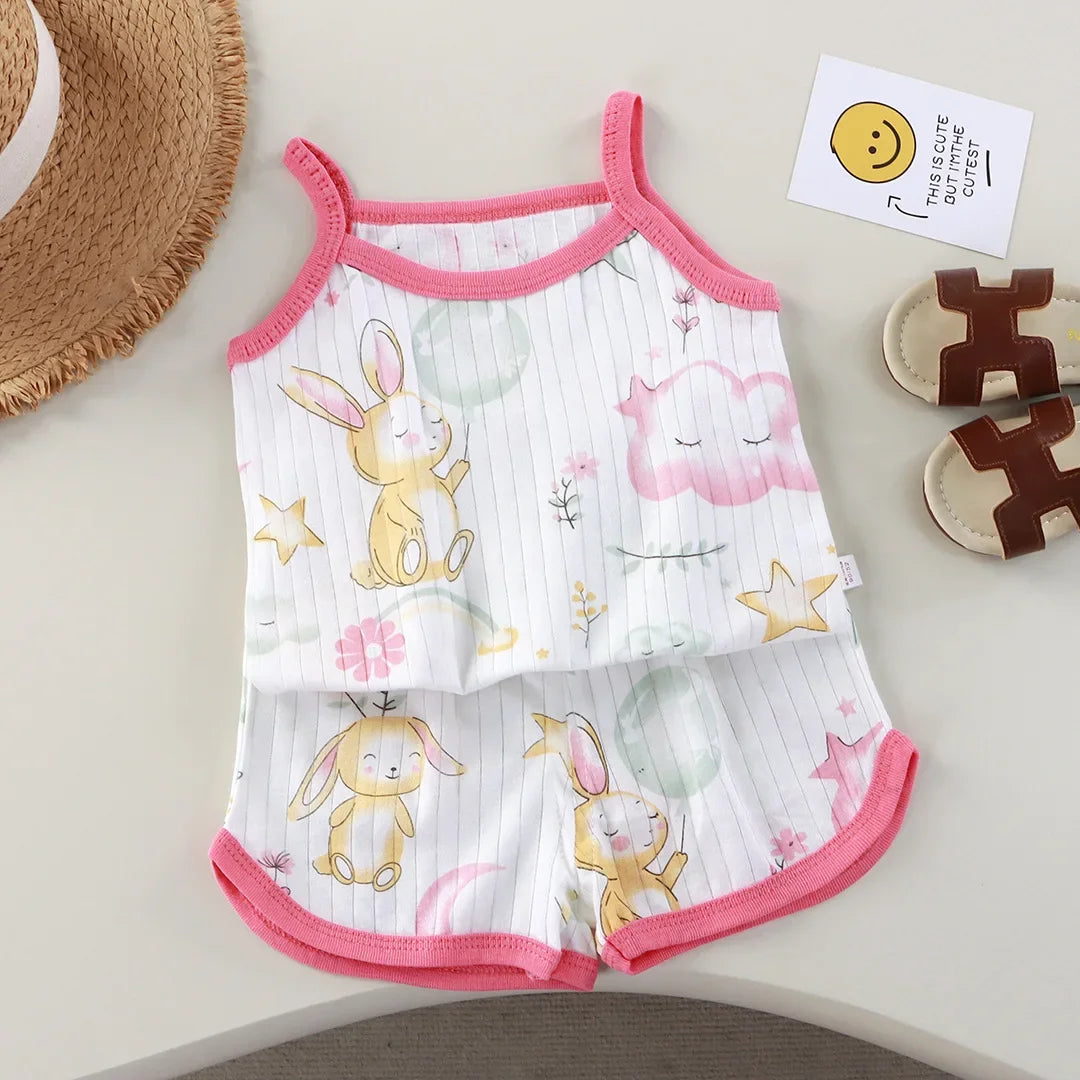 Cotton Camisole Top+Shorts Suits For Infant Girl's Clothes Baby 1st Birthday SetsSummer Newborn Baby Girl Clothing Outfits Sets