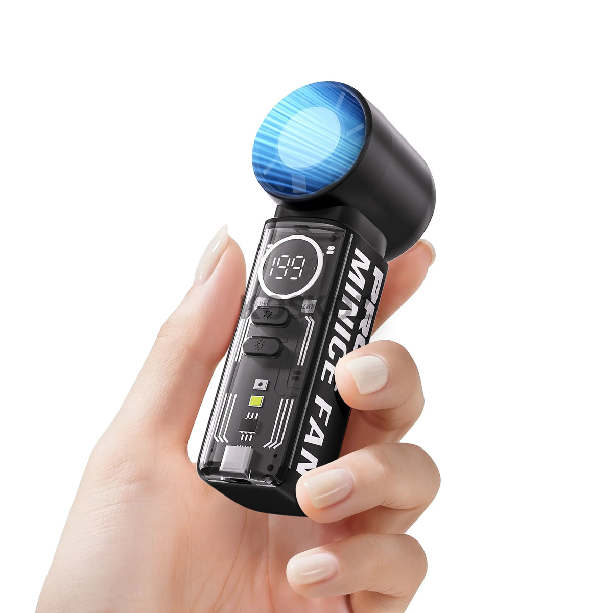 Handheld Portable Turbo Fan With Cold Compress, USB Rechargeable Personal Battery Operated Mini Small Pocket Fan with 5 Speeds