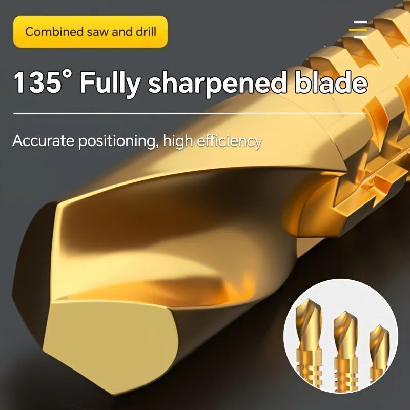 3pcs Serrated Rotary Slotting Multifunctional Drill Bit Set, Suitable for Cutting, Drilling, and Slotting Wood and Plastic