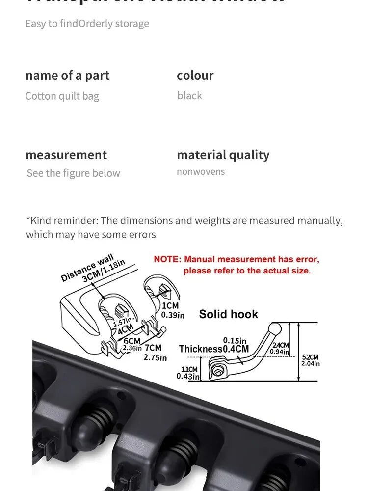 Wall Mounted Mop Holder 3/4/5 Position Multi-Functional Broom Pendant Shelf Home Kitchen Storage Black Magic Plastic Mop Holder