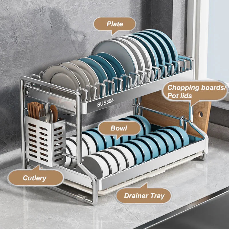 New Dish Drainer Kitchen Storage Organization Stainless Steels Drainer Kitchen Dishes Kitchenware Tableware Drainer Board Rack