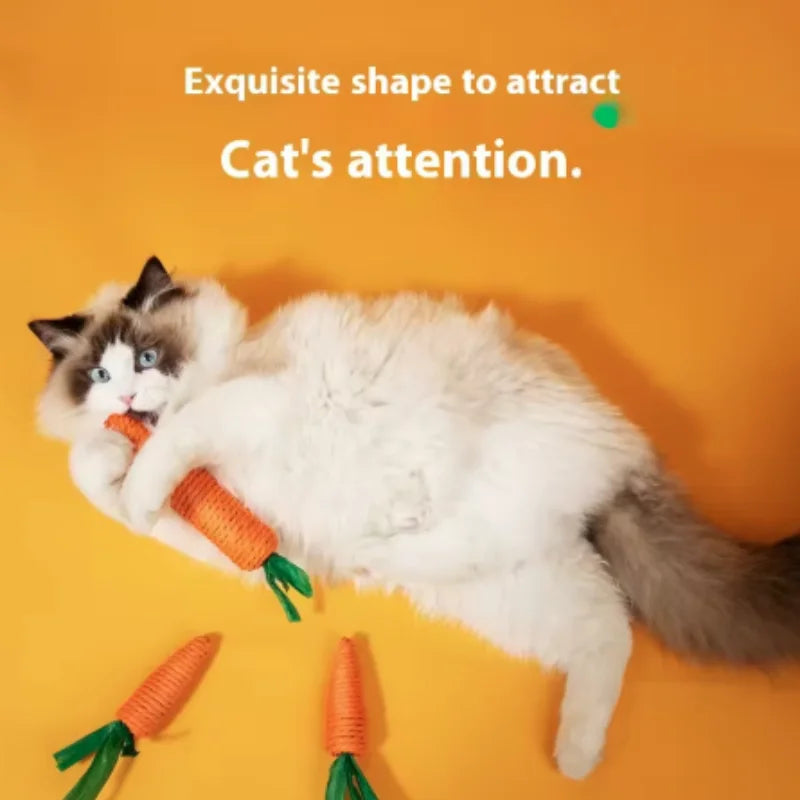 Brinquedo divertido para gatos em forma de cenoura, com textura para dentição e som, ideal para abraçar, resistente a mordidas e arranhões, artigos para animais de estimação para entretenimento interativo