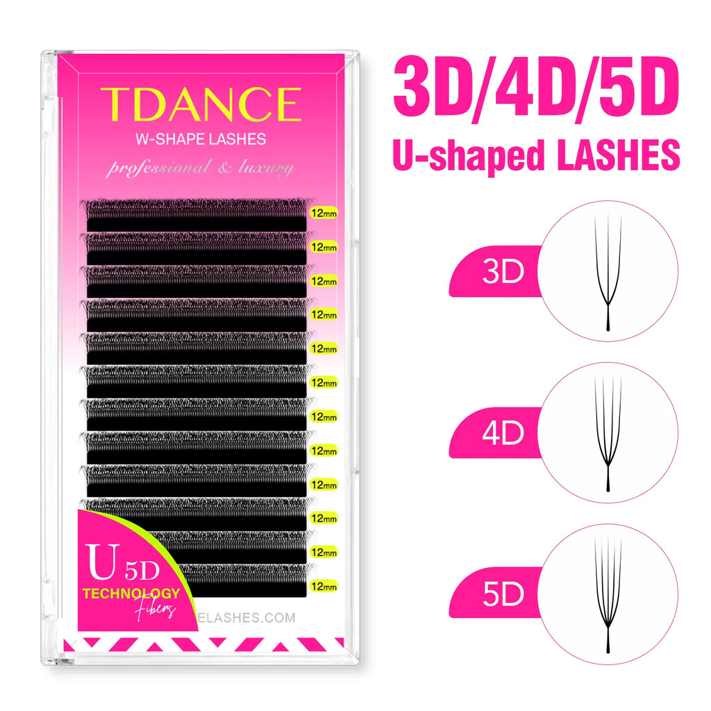 TDANCE U-Shaped 3D 4D 5D Eyelash Extension U Shape W Style Faux Mink Premade Fans Natural Soft Volume Makeup Eyelashes
