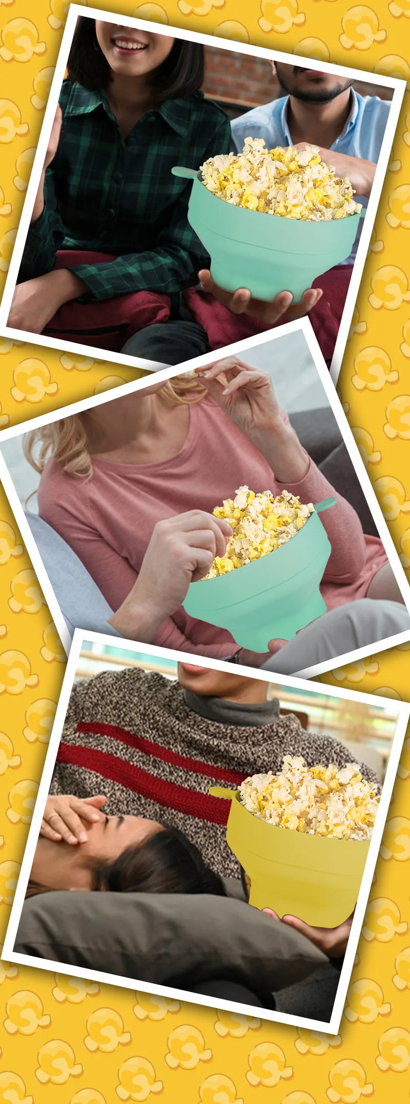 Silicone Microwave Popcorn Bowl Foldable Popcorn Maker Bucket Bowl with Lid Folding Large Capacity Popcorn Kitchen Baking Tools