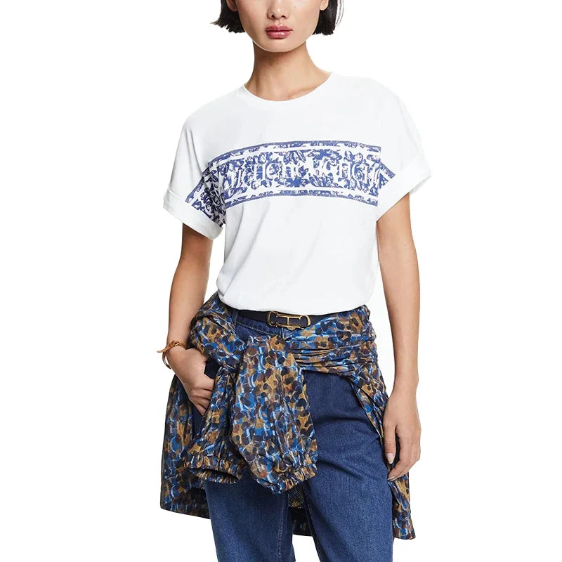 Female T-Shirts Short Sleeved Tees Casual New White Tops Women\\\'s T-Shirts Summer Vintage Fashion Ladies Cotton Tops