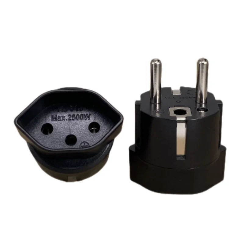 Schuko Germany, France Plug Adapter, Ultra Compact Light Weight - Swiss to Russia, South Korea Travel Adaptor Plug - Type E/F