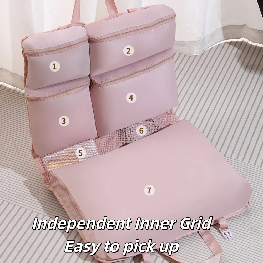7-In-1 Travel Organizer Bag Set Foldable For Easy Packing And Storage Luggage Accessories Home Hanging Clothing Storage Bags
