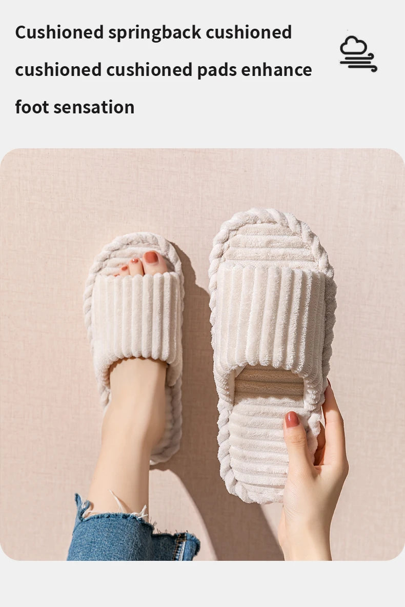 Men's open Toed Slippers Autumn and Winter Indoor Anti slip Breathable Bedroom Silent Couple's home Shoes for Srping and Autunm
