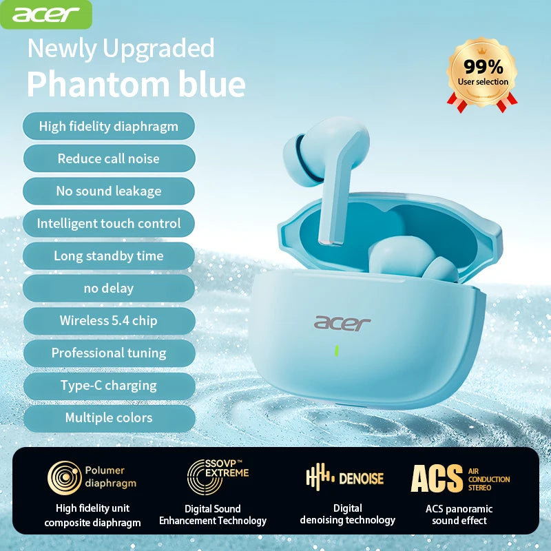 Acer Ohr504 Wireless Bluetooth Headphones, In-Ear Design, Noise Reduction, Comfortable to Wear, Suitable for Sports and Running, Compatible with Mobile Phones, Tablets, and Laptops, Women's Model, Multiple Colors