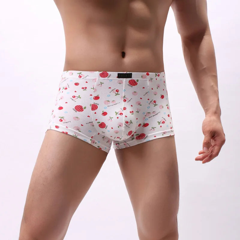 Cartoon Print Boxer Shorts Men Breathable 100% Cotton Funny Boxers Comic Style Men's Underwear Novelty Gift Underpants U Convex