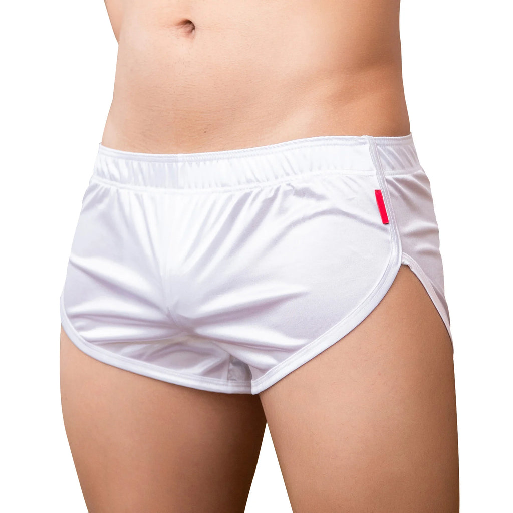 Boxers Underwear Men's Sexy Boxer Trunks Smooth Satin Pajamas Shorts Side Split Lounge Boxershorts Home Sleep Bottoms