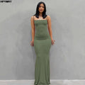 Satin Slip Sleeveless Backless Slim Sexy Maxi Dress 2022 Spring Women Party Y2K Concise Bodycon Elegant Dresses Female Clothing