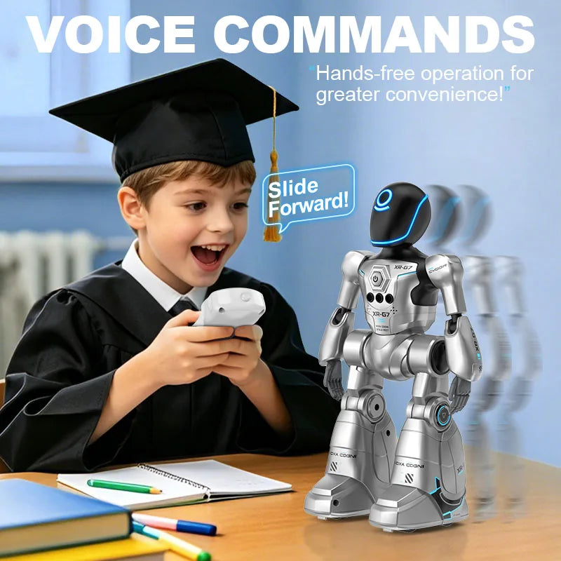 AI Smart Voice Robot Toy with Gesture Sensing & Smart Programming, Interactive Robot with Lights & Music, Perfect Gift for Kids