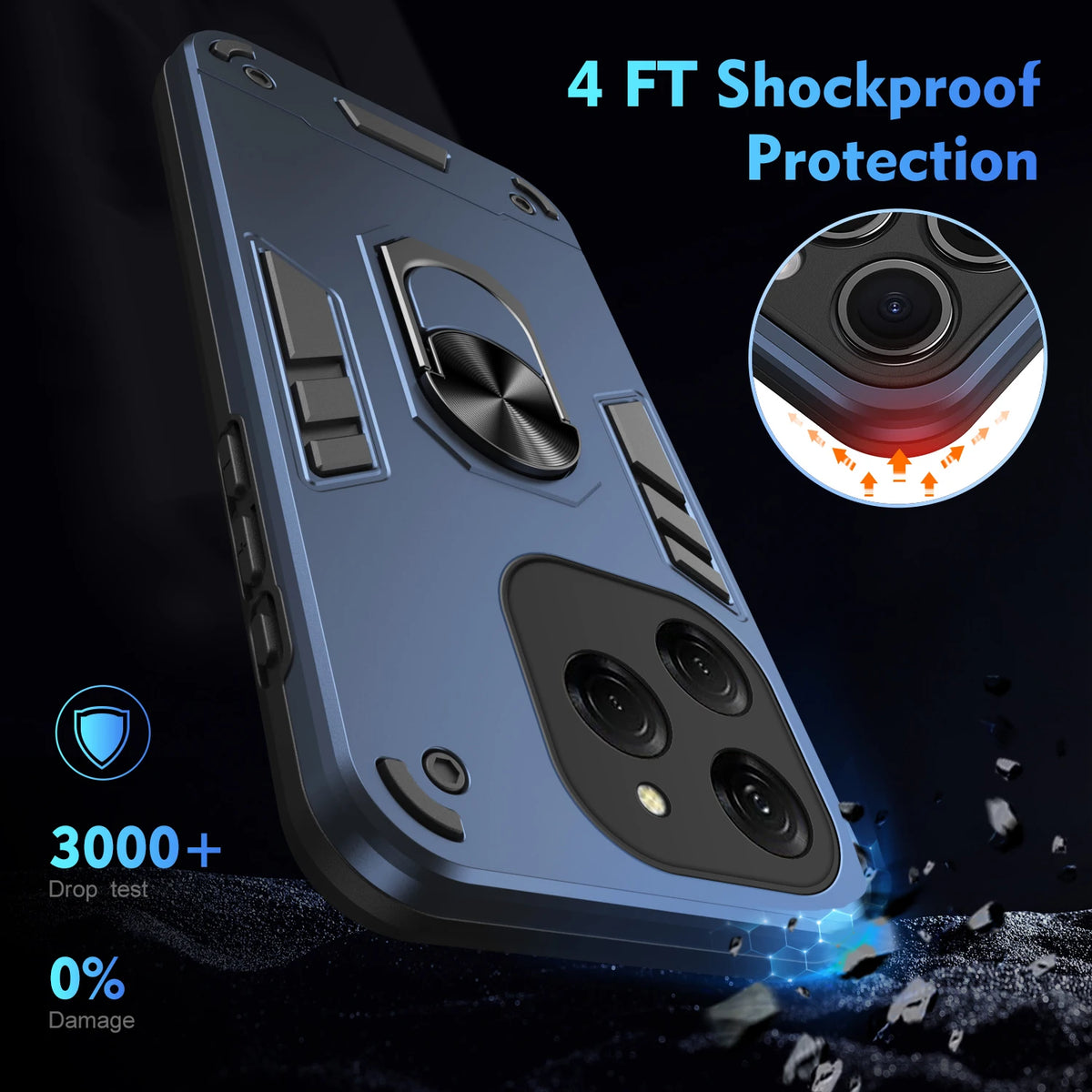 Case For Tecno Spark 20 Pro KJ6 Magnetic Metal Ring Holder TPU Frame Armor Plastic Shockproof Phone Protective Cover Fundas