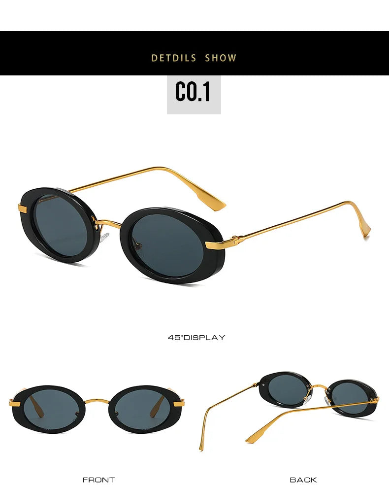 Fashion Small Oval Sunglasses Women Europe Popular Ins Cool Blogger Uv400 Sun Glasses Brand Designer
