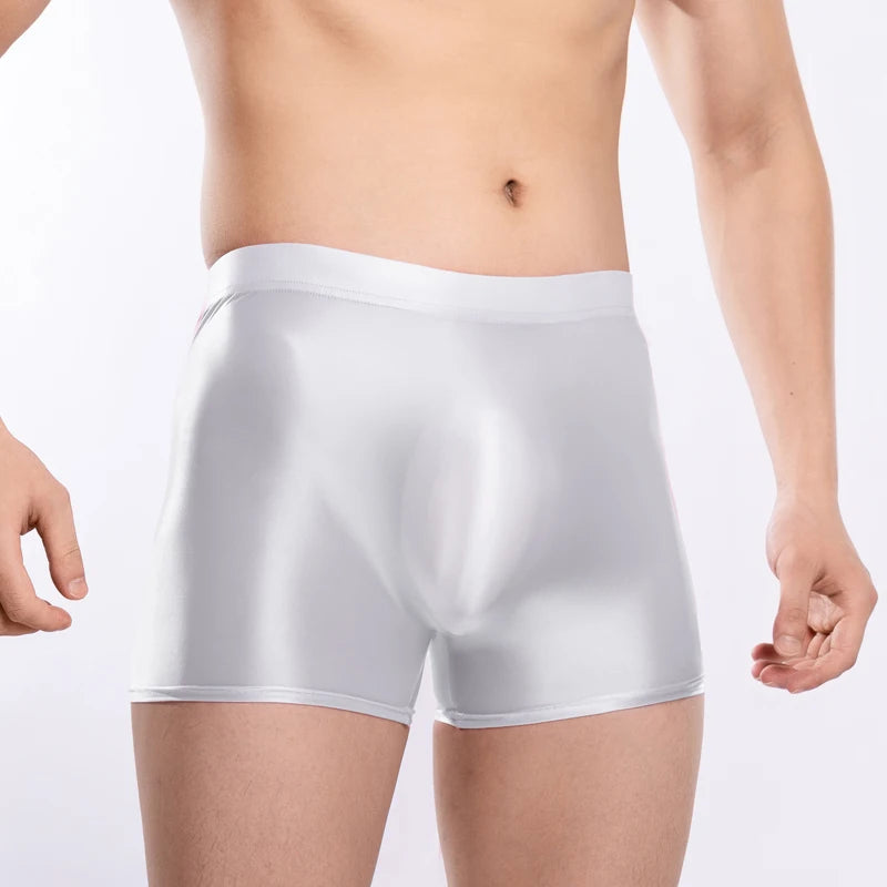 underwear men boxers  Mens Glossy Oily boxer shorts Elastic Underwear softThin Panties Breathable Underpants Smooth elasticity