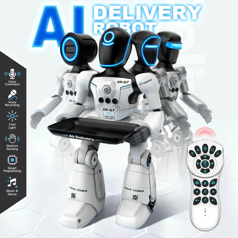 AI Smart Voice Robot Toy with Gesture Sensing & Smart Programming, Interactive Robot with Lights & Music, Perfect Gift for Kids