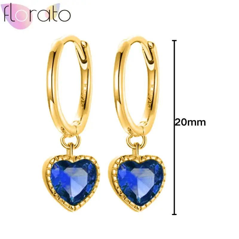 925 Sterling Silver Ear Buckle Retro Metal Heart Pendant Hoop Earrings for Women CZ Huggie Earrings Fashion Females Jewelry