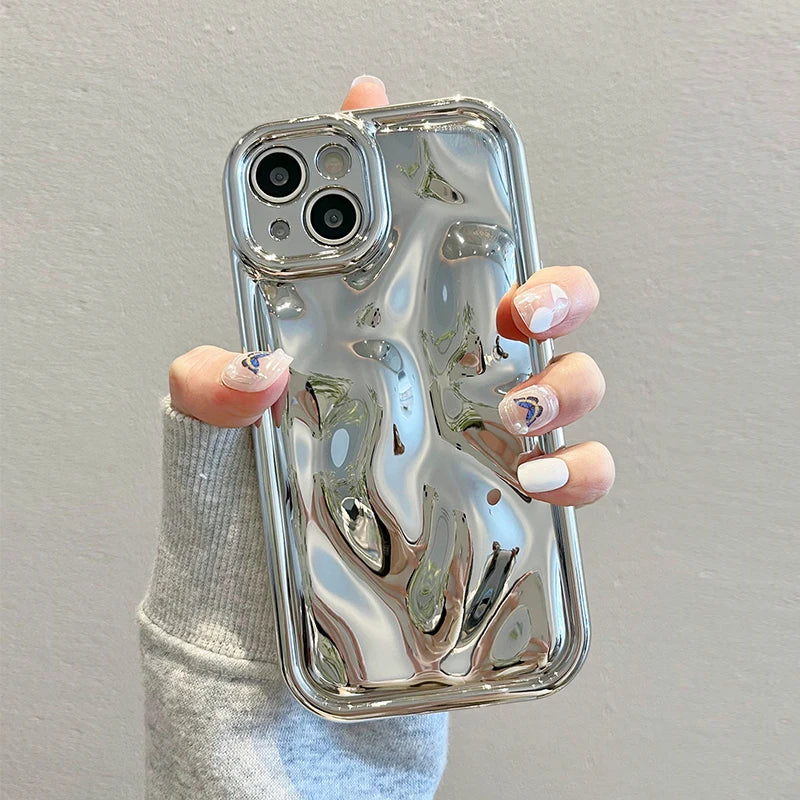 Glossy Laser Meteorite Texture Plating Phone Case For iPhone 11 12 13 14 15 16 17 Pro Max Air Plain Color Anti-knock Cover