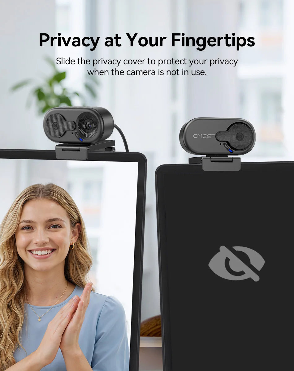 4K/2K/1080P Webcam EMEET C100 USB Computer Camera for Living/ Video Call/ Conference