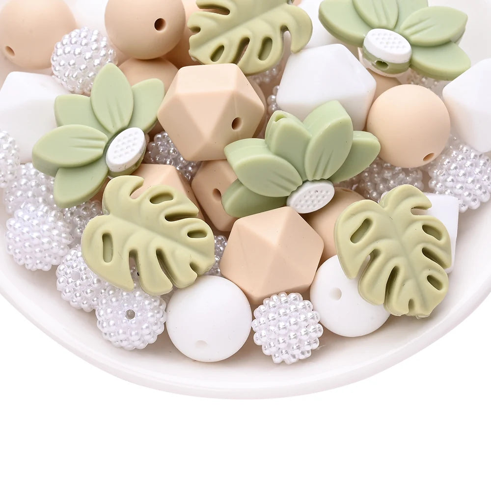 7Pcs Silicone Bead Set Soft Non Toxic Biteable Silicone Beads for Handmade Pacifier Chain Teeth Grinding Jewelry