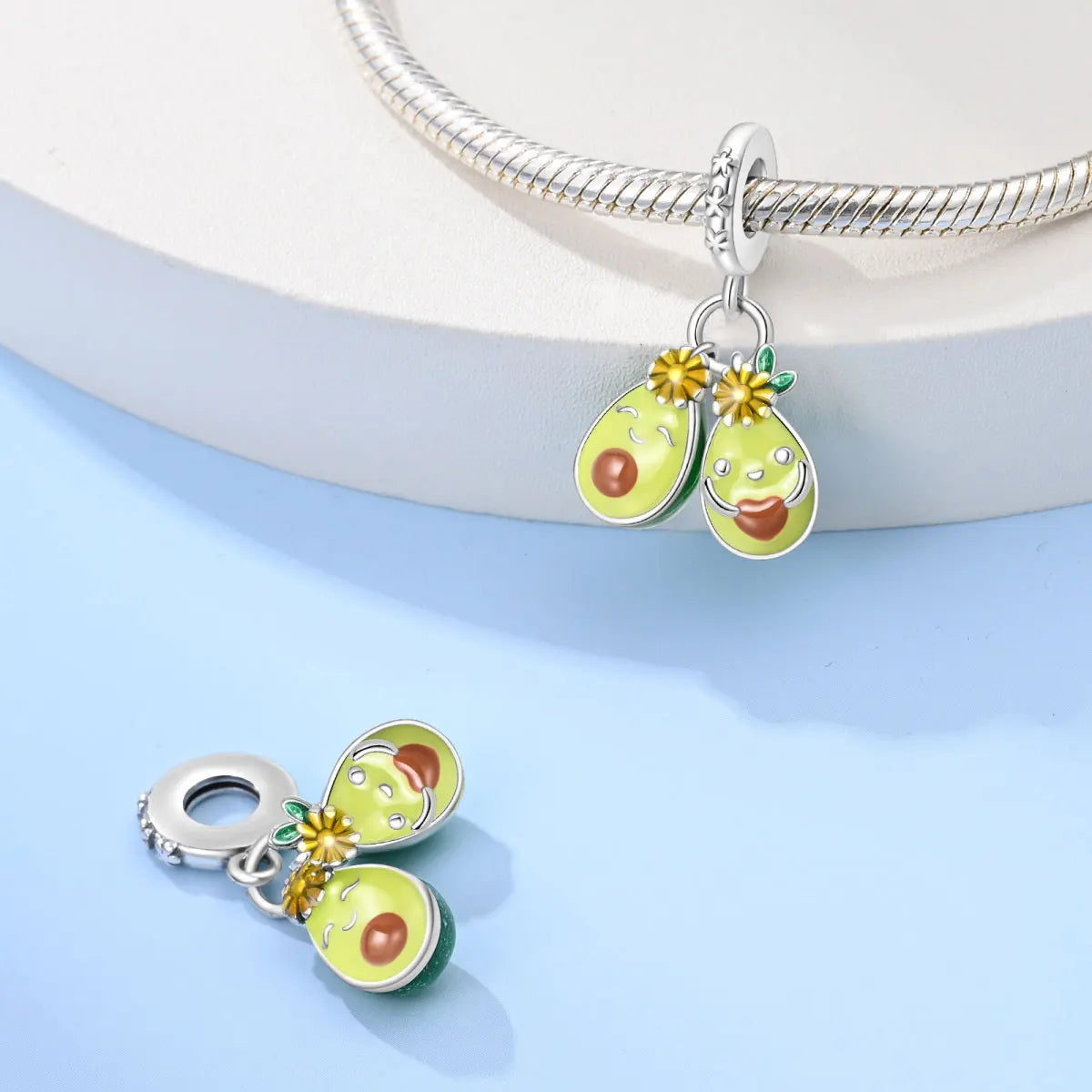 New 925 Silver Plated Strawberry Cherry Avocado Fruit Charms Beads Fit 3mm 925 Original Bracelets DIY Birthday Jewelry Gift