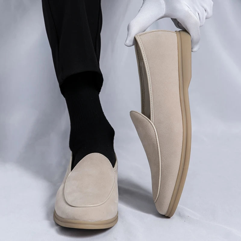 Autumn High-quality Suede Mens Loafers Simple Flat Casual Shoes Luxury Brand Nubuck Leather Outdoor Mocasin Party Wedding Shoes