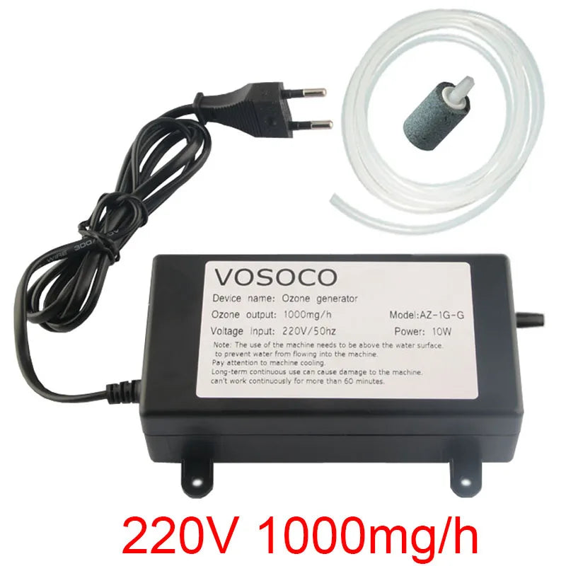 VOSOCO 1000mg Ozone Generator Ozonizer Water Air Purifier cleaner Fruit Vegetable Meat Clean Kitchen Toilet Deodorize 220V 110V