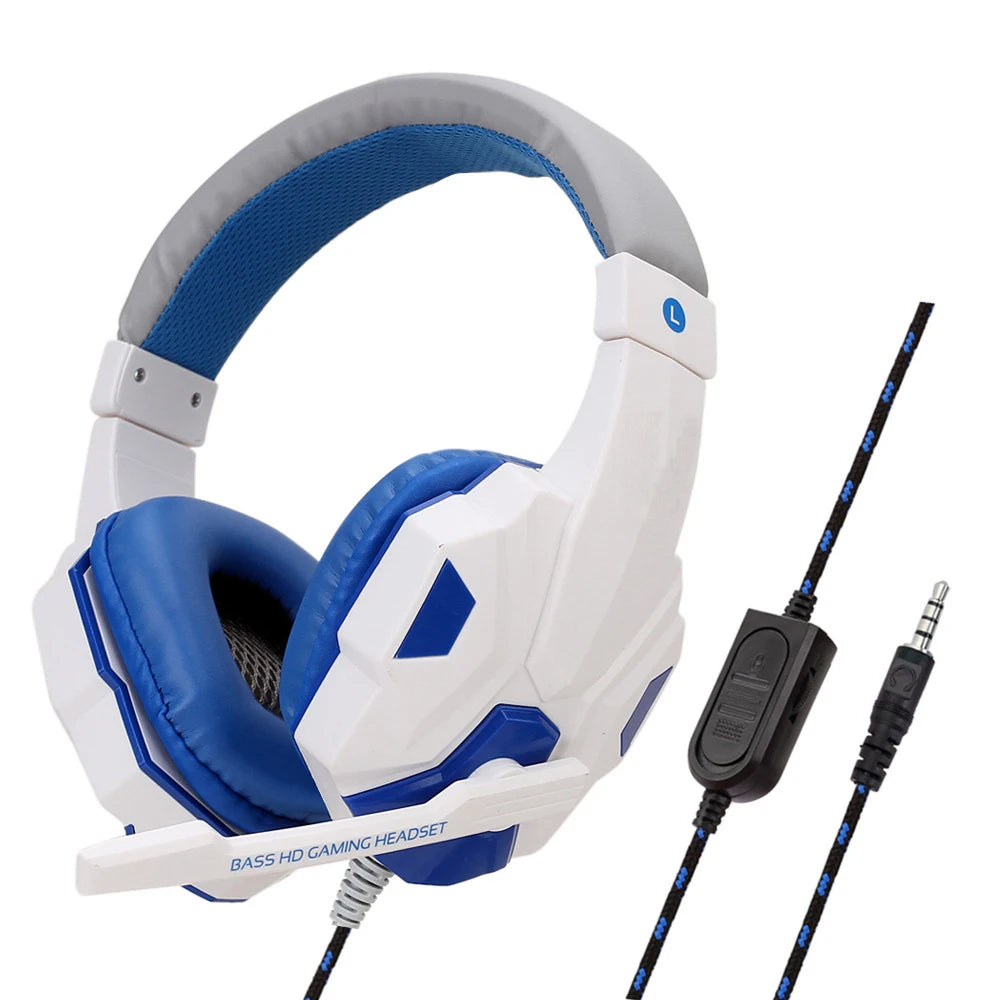 3.5mm Gaming Headphones Wired Stereo Earphones With 120° Adjustable Microphone Bass Headset For Computer Phone Laptop Desktop PC