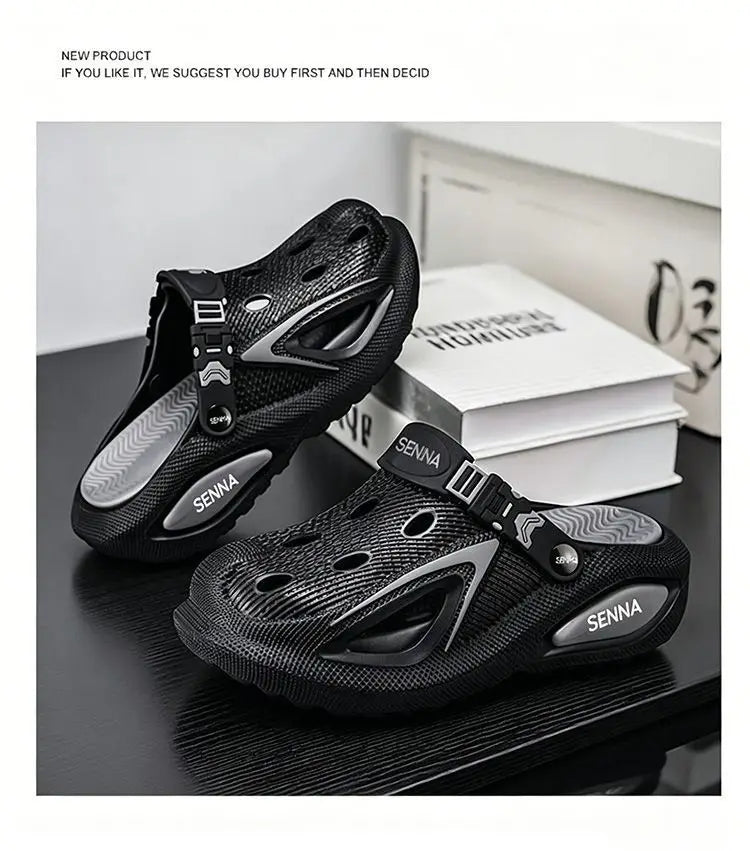 7CM thick soled perforated shoes for men's summer outerwear 2026 new thick soled wear-resistant and non slip sandals