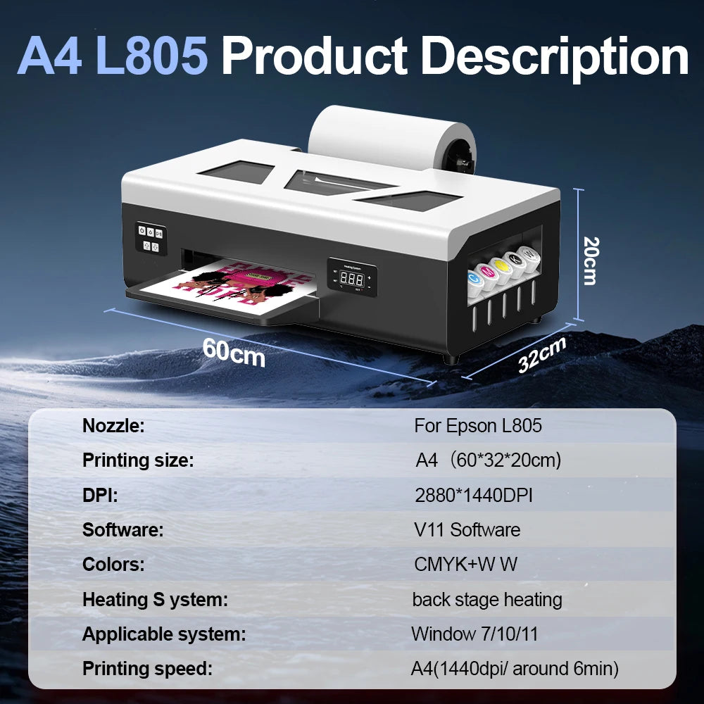 A4 DTF Printer Impresora A4 L800 DTF Printer Direct Film Printer Textile Fabric T-shirt Printing Machine for All Textile Fabric