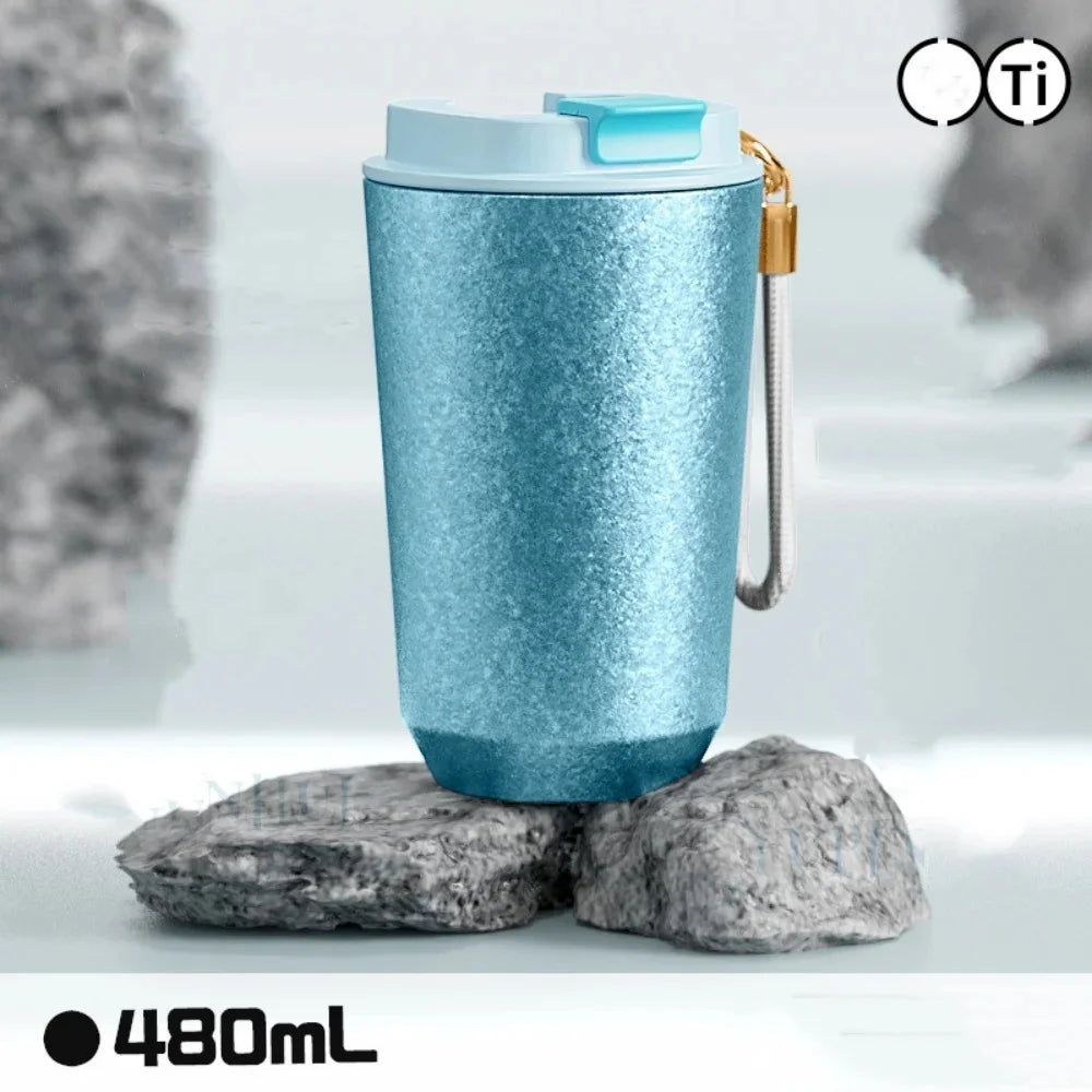Titanium Liner Travel Coffee Mug Tumbler with Lid Reusable Insulated Thermal Cup Keep Cold Hot