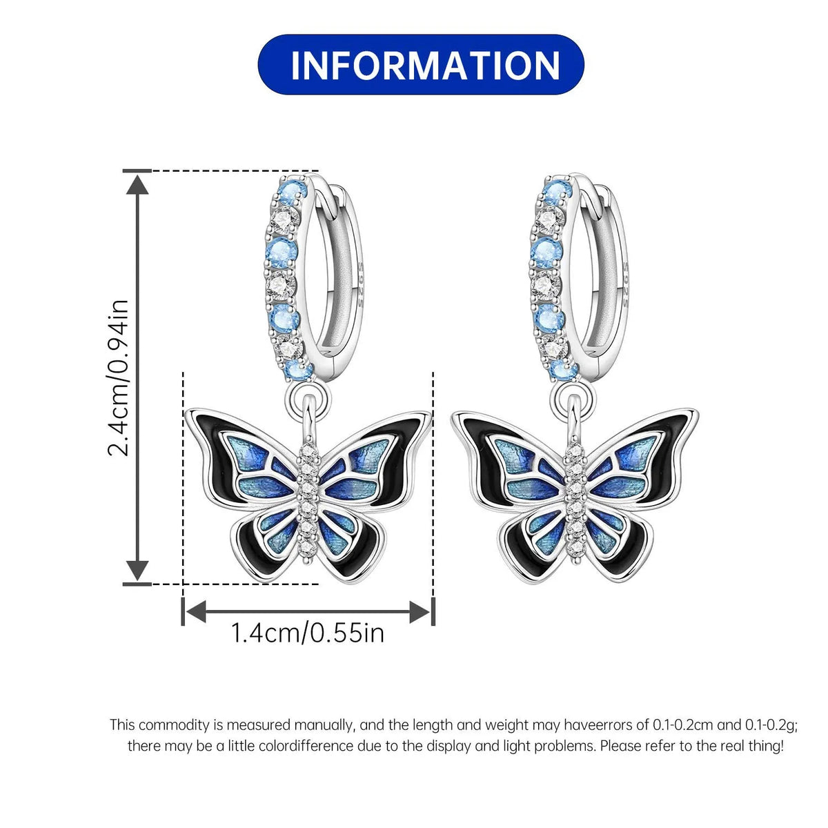Orstarry 925 Sterling Silver 18k Golden Butterfly Insect Drop Earrings Women Earrings Birthday Party Jewelry Fine Original Gifts