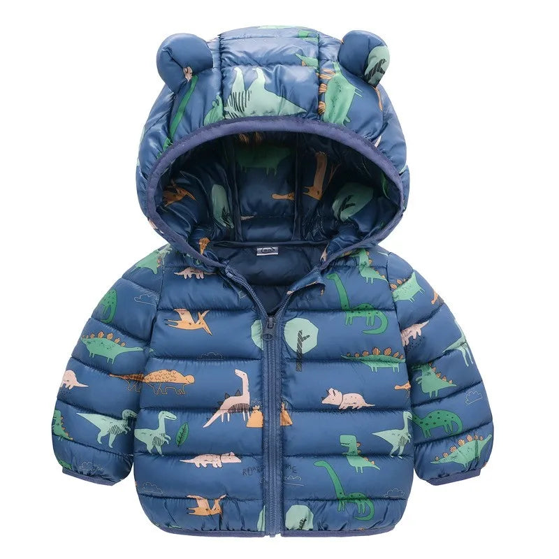 Boys Girls Lightweight Down Jacket Baby Hooded  Zipper Coats Autumn Winter Warm Outerwear 0-5 Years Kids Christmas Birthday Gift