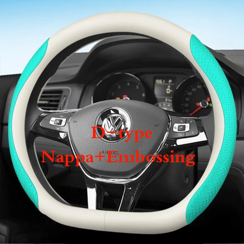for Volkswagen VW Atlas Passat CC Taos touareg R-line Car Steering Wheel Cover 10colour Suede Leather 38 CM Auto Accessories