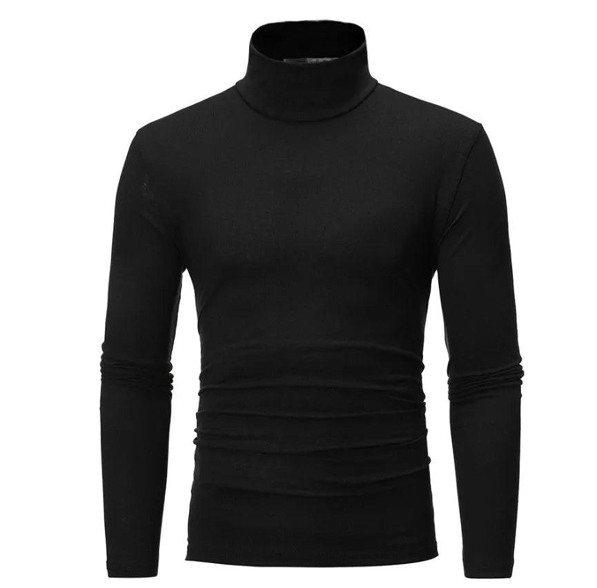 2025 Autumn Winter Men's High Neck T-shirt Male Slim Fit Fashion High Elastic Long Sleeve Casual Breathable Apparel Pullover