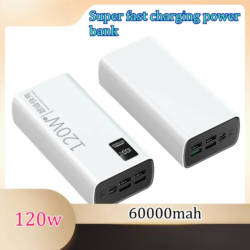 60000mAh 120W Super Fast Charging Power Bank with Large Capacity Typec Digital Display and Durable Mobile  Power  Bank