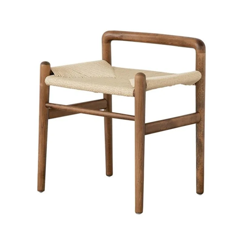 MOMO Scandinavian Simple Wood Vanity Stool Rattan Wicker Antique Square Stool Designer Creative Home Entrance Gateway Shoe Bench