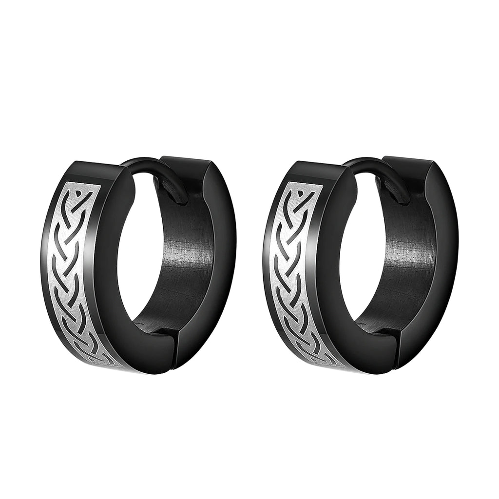 Vnox Cool Celtic Knot Hoop Earrings for Men, Anti Allergy Stainless Steel Round Huggie Earrings Gifts Jewelry,brincos masculinos