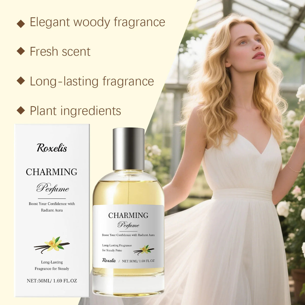 50ML Amber Vanilla Perfume Lasting Fragrance Eliminate Bad Odor Boosts Charming Refreshing Elegant Daily Use Unisex Perfume