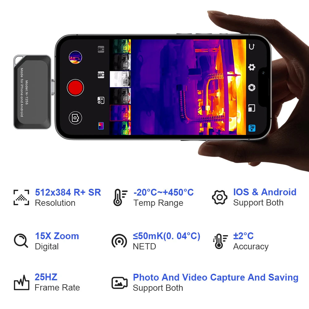 NOHAWK Thermal Camera Type-C for iPhone & Android Devices 160x120 320x240 R+ Super Resolution Support Photo Video Capture & Save