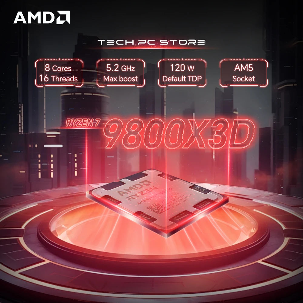AMD Ryzen 7 9800X3D L3=96M 4.7GHz 8-Core 16-Thread R7 9800X3D Gaming Processor 120W 4NM DDR5 Socket AM5 No Fan