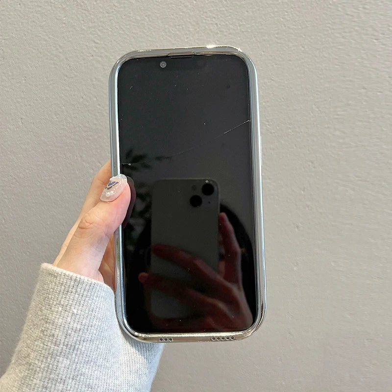 Glossy Laser Meteorite Texture Plating Phone Case For iPhone 11 12 13 14 15 16 17 Pro Max Air Plain Color Anti-knock Cover