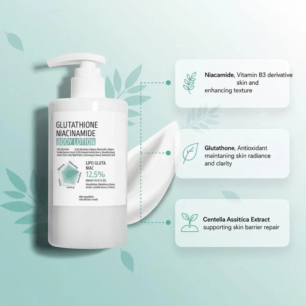 Glutathione Niacinamide Nourishing Body Lotion 300ml Deep Hydrating Gentle Cream Brightening Repair Rough Dry Body Skin Care