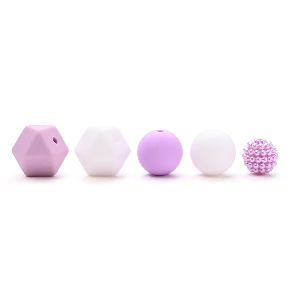 7Pcs Silicone Bead Set Soft Non Toxic Biteable Silicone Beads for Handmade Pacifier Chain Teeth Grinding Jewelry