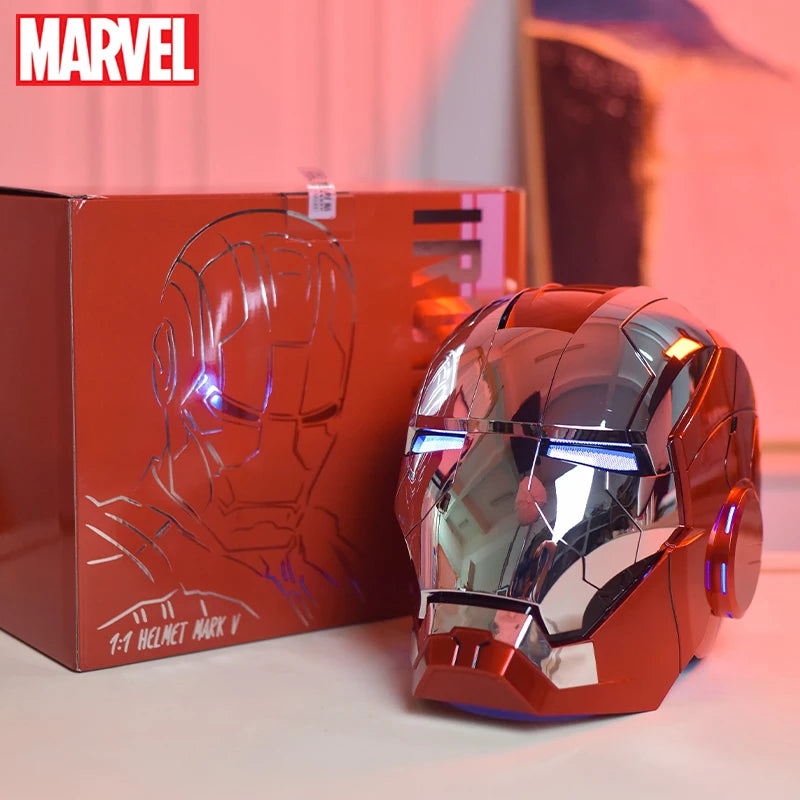 New Auto King 1:1 Red Helmet Cosplay Voice Control Eyes with Light Matte Black Golden Model Toys Wearable Adult Christmas Gift