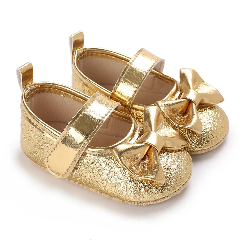 Fashionable Series Baby Shoes Girl Baby Cute Bow PU Princess Shoes Soft Cloth Sole Comfortable Walking Shoes Spring and Autumn